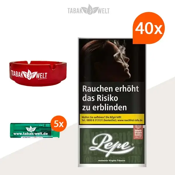 Pepe Dark Green Drehtabak 40x Pouch mit Aschenbecher