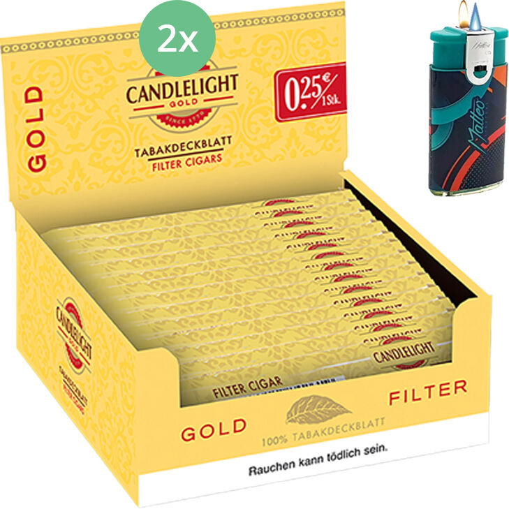 Candlelight Gold 2 x 50 Zigarren mit Duo Feuerzeug