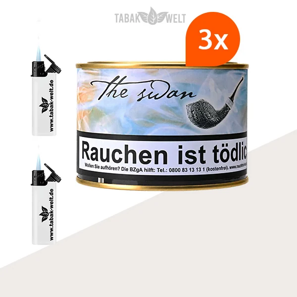HU Tobacco The Swan Pfeifentabak 3 Dosen mit Feuerzeugen