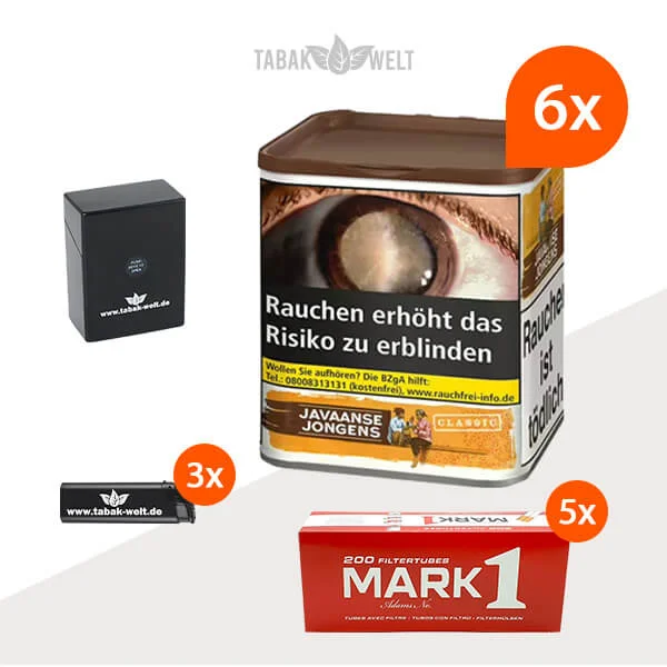 javaanse-jongens-classic-drehtabak-6x-dose-mit-1000-king-size-huelsen-und-etui