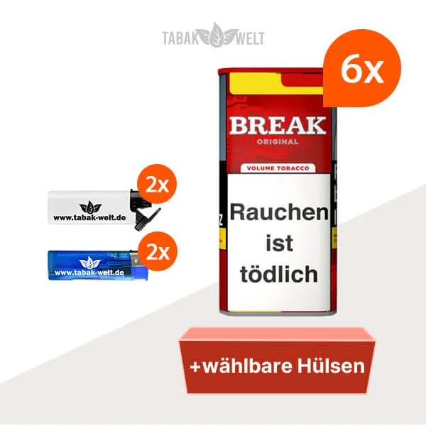 Break Volumentabak Original XXL 6 x Dose mit wählbaren Hülsen