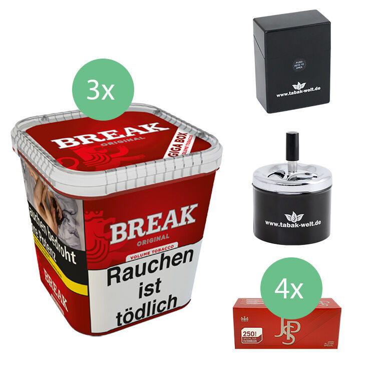 Break Original Tabak 3 x Giga Box mit 1000 Special Size Filterhülsen 