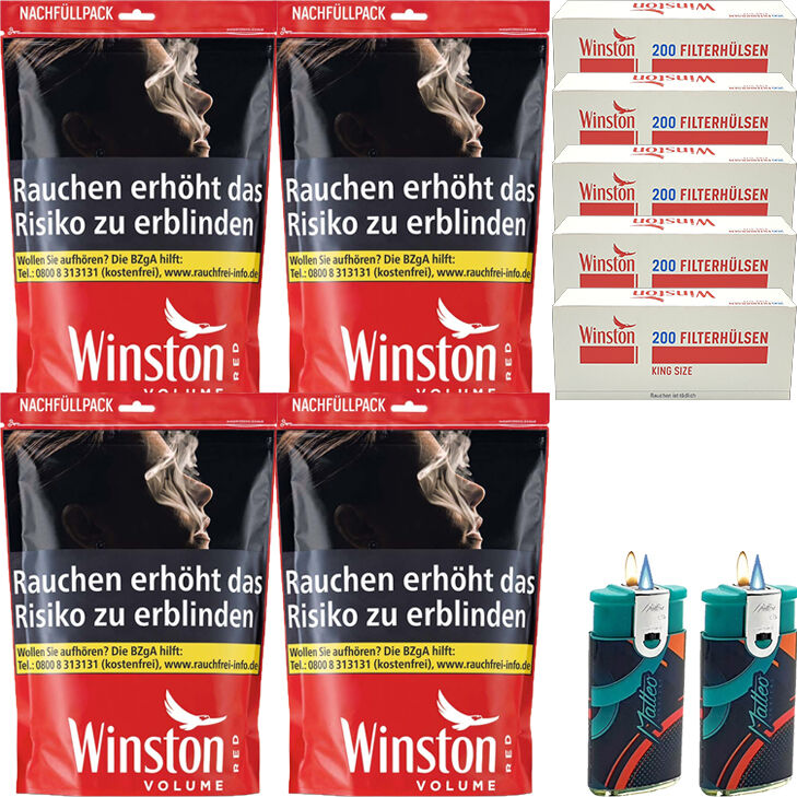 Winston Red 4 x 100g mit 1000 King Size Hülsen