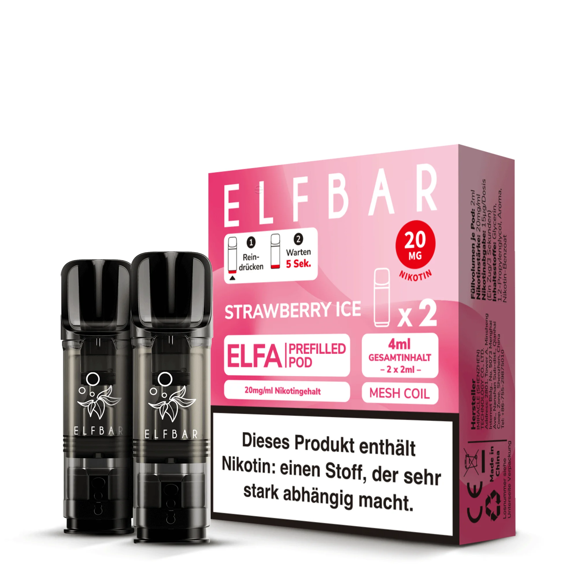 Elfbar Elfa Strawberry Ice Pod für E-Zigarette