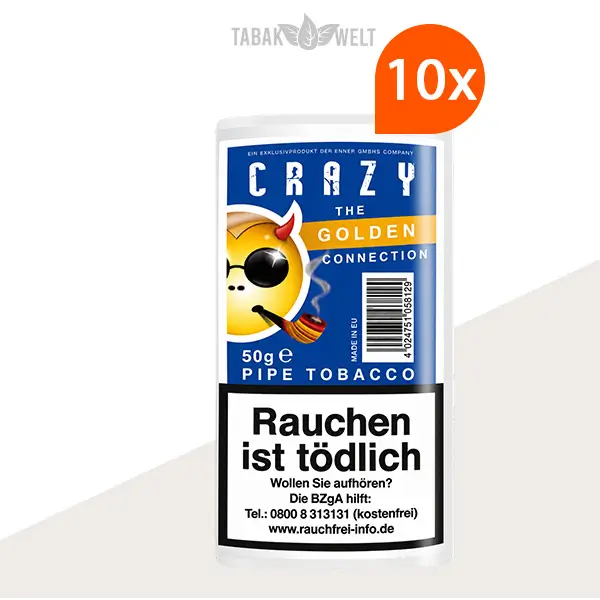 Crazy Golden Honey Pfeifentabak – 10 x Pouch, aromatischer Pfeifentabak mit Honignote