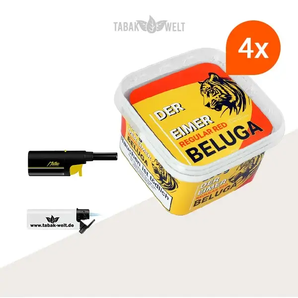 beluga-red-pfeifentabak-regular-4x-eimer-mit-stabfeuerzeug