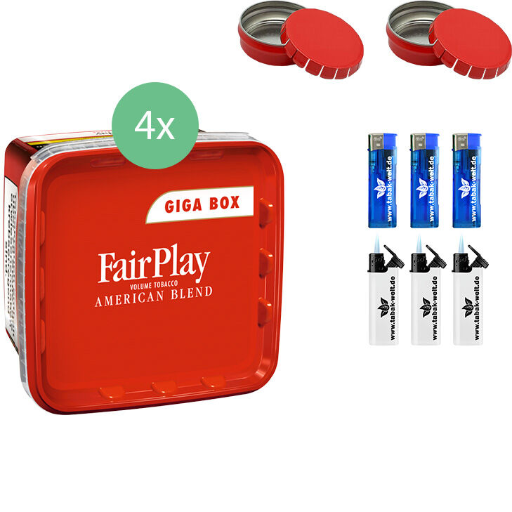 Fair Play Volumentabak Giga Box 4 x 315g mit Aschenbecher 