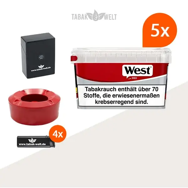 west-red-volumentabak-5x-mega-box-mit-windaschenbecher