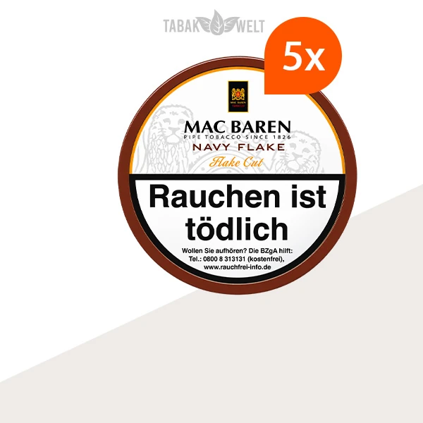 Mac Baren Navy Flake Pfeifentabak – 5x Dose