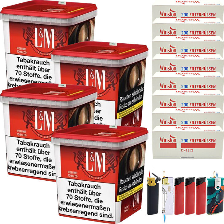 L&M Tabak Red 4 x Mega Box mit 1600 King Size Hülsen