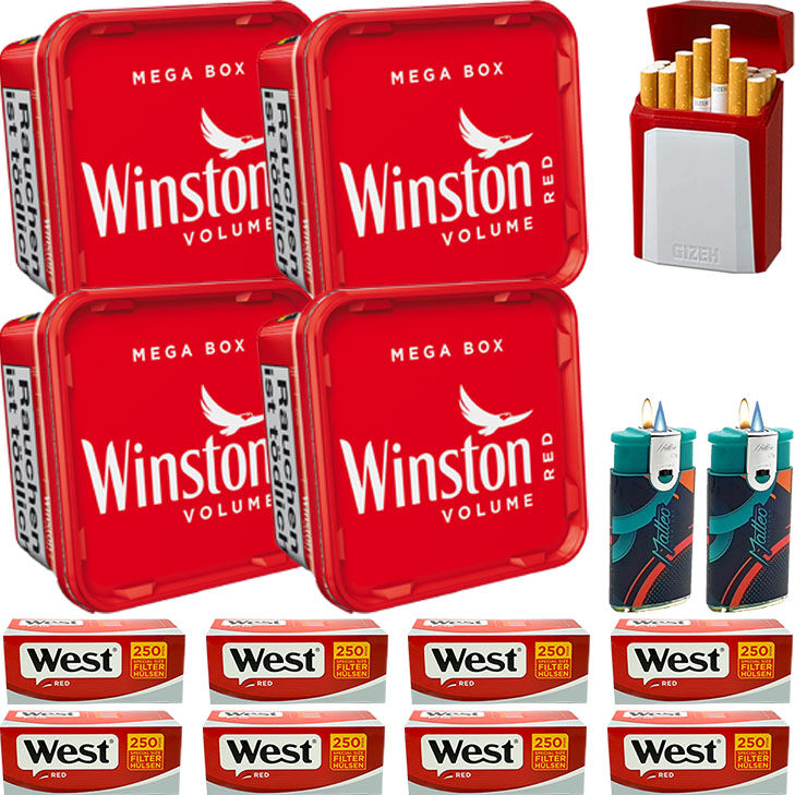 Winston Mega Box 4 x 140g mit 2000 Special Size Hülsen 
