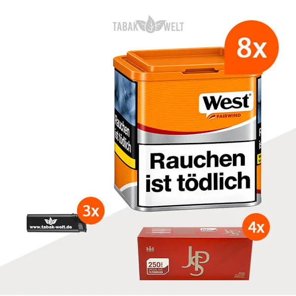 West Yellow Volumentabak 8er-Dosen-Set mit 1000 Special-Size-Hülsen