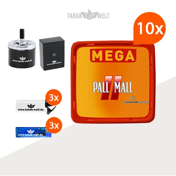 Pall Mall Allround Red Volumentabak 10x Mega Box mit Drehaschenbecher