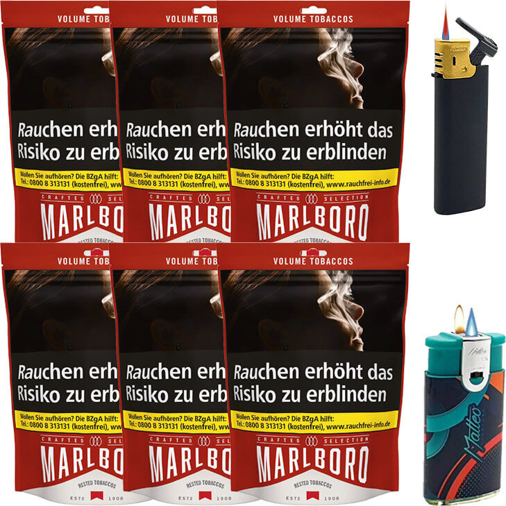 Marlboro Crafted Selection 6 x 90g mit Feuerzeugen