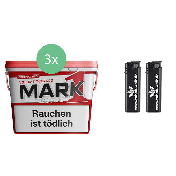 Mark 1 - Volumentabak 3 x 255g mit Feuerzeugen