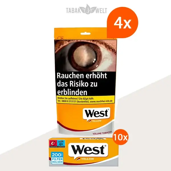 west-yellow-volumentabak-4x-grosse-beutel-mit-2000-filterhuelsen