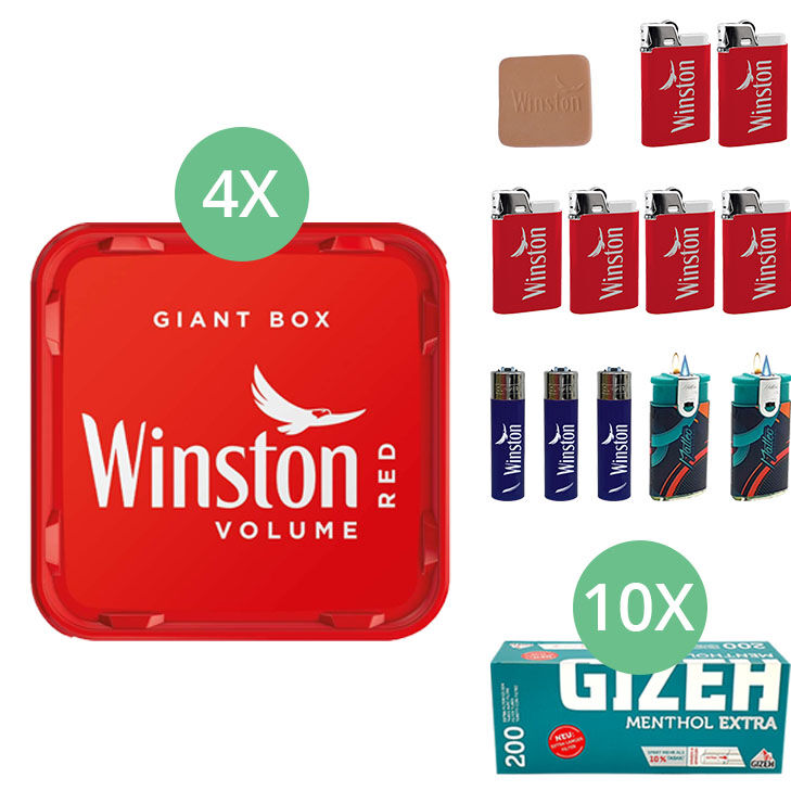 Winston Giant Box 4 x 205g mit 2000 Menthol Extra Hülsen