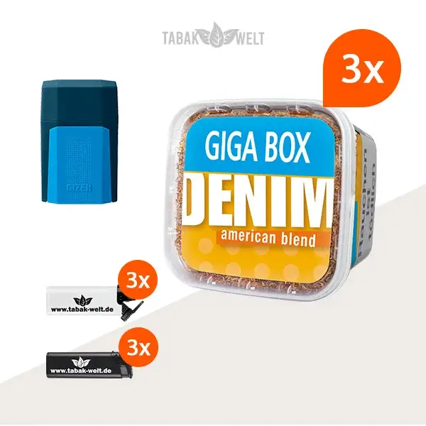 Denim Blend Volumentabak 3x Giga Box mit Etui