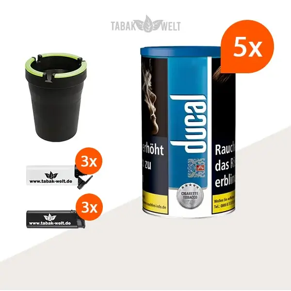 ducal-blau-feinschnitt-tabak-5x-dose-mit-aschenbecher