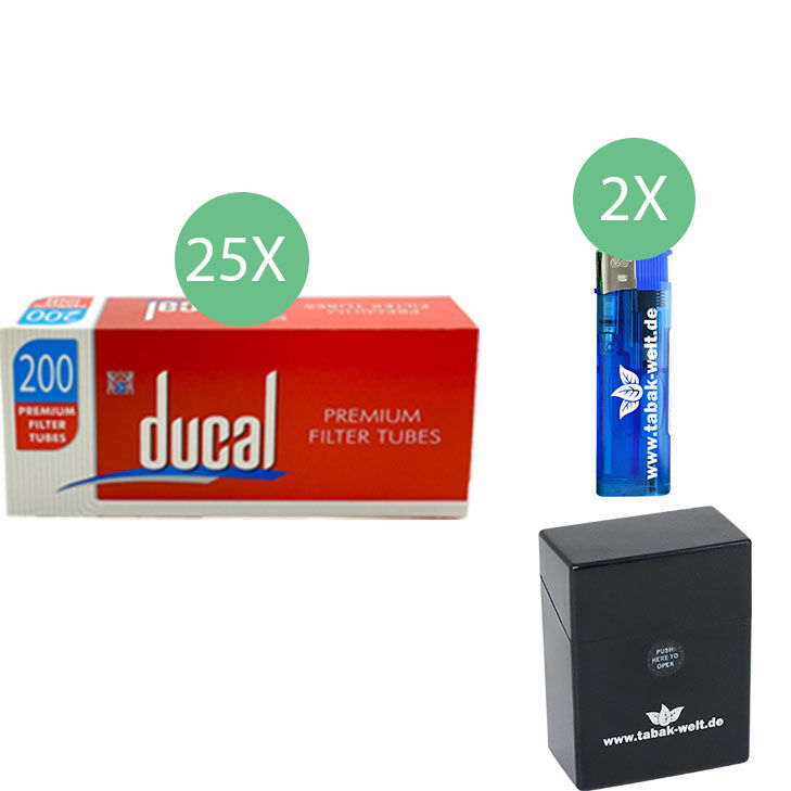 Ducal Premium Filterhülsen 25 x 200 mit Zigarettenbox