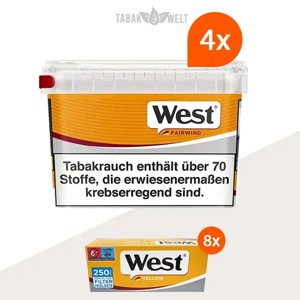 west-yellow-volumentabak-4x-mega-box-mit-2000-filterhuelsen