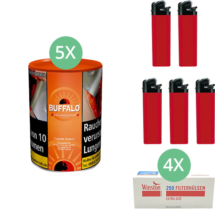 Buffalo Red 5 x 75g mit 1000 Extra Size Hülsen