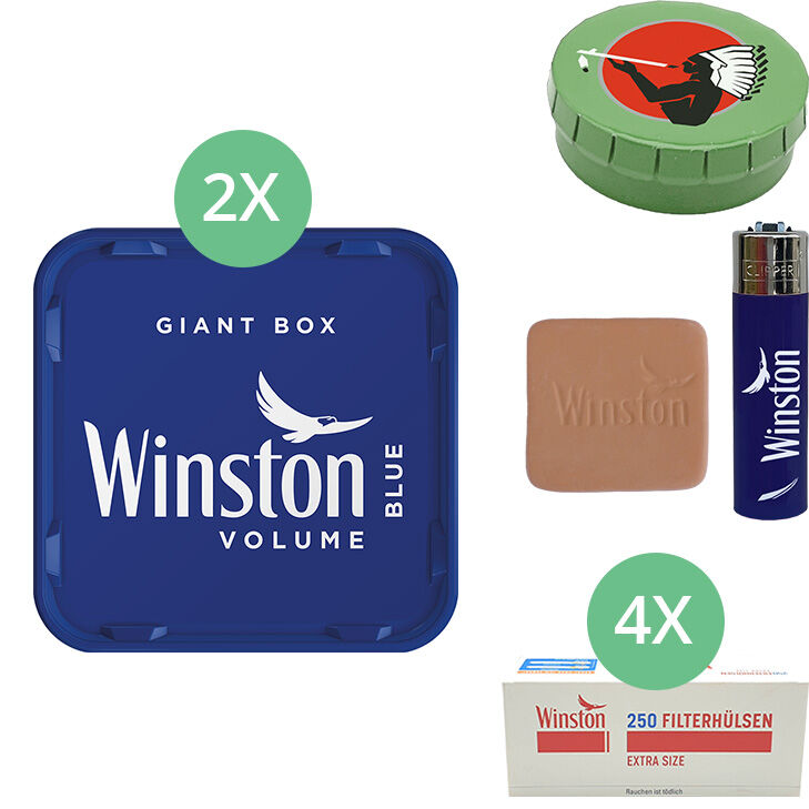 Winston Giant Box Blue 2 x 195g mit 1000 Extra Size Hülsen