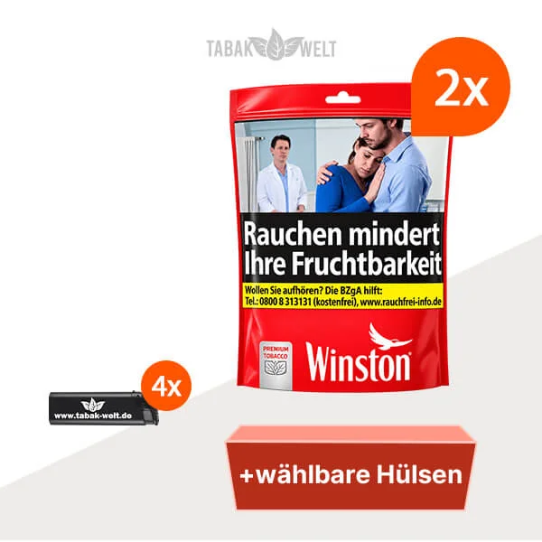 Winston Tabak Red XXL – 2 Beutel mit wählbaren Hülsen