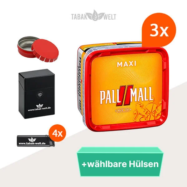 Pall Mall Tabak 3 x Maxi-Box mit wählbaren Filterhülsen und Etui