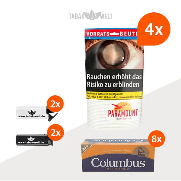 paramount-volumentabak-4x-beutel-mit-columbus-filterhuelsen-und-feuerzeugen