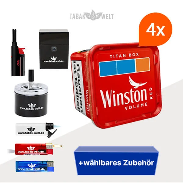 Winston Volumentabak 4 x Titan Box mit wählbarem Zubehör