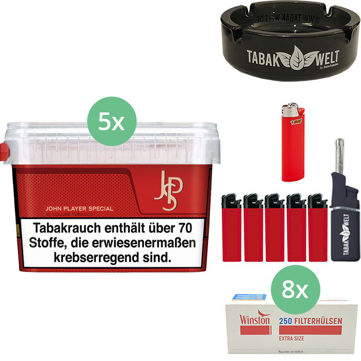 JPS John Player 5 x Mega Box mit 2000 Extra Size Hülsen