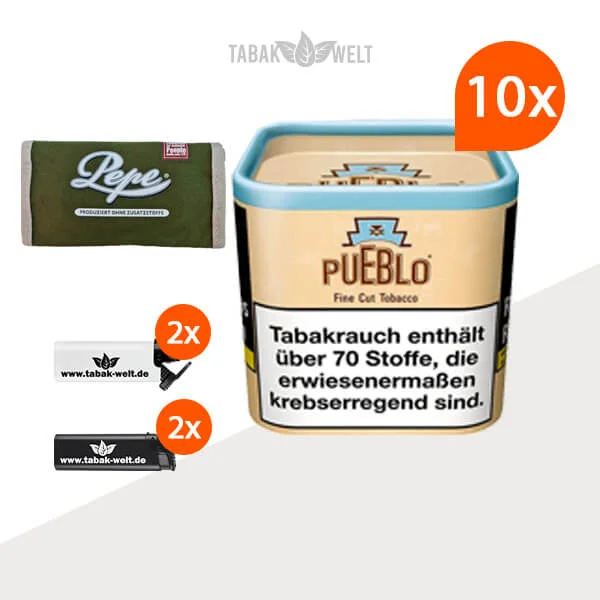 pueblo-classic-feinschnitttabak-10x-dose-mit-pepe-tabaktasche pueblo-classic-feinschnitttabak-10x-dose-mit-pepe-tabaktasche