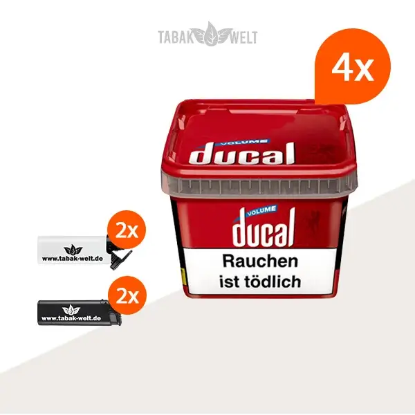 ducal-red-volumentabak-4x-eimer-mit-feuerzeugen