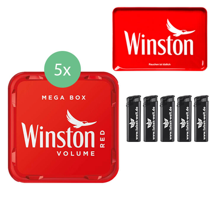 Winston Mega Box 5 x 140g mit Stopftablett 