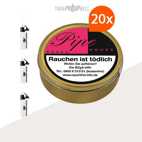 Pipe House Rosso 20er-Dosenpackung mit Feuerzeugen