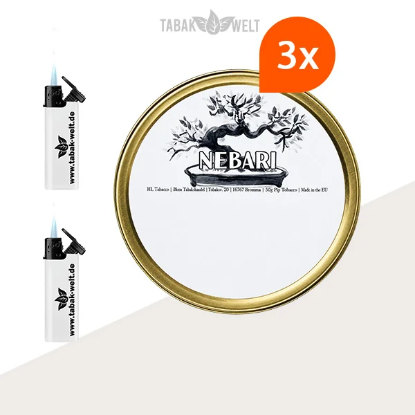HU Tobacco Nebari Pfeifentabak – 3 Dosen mit Feuerzeugen