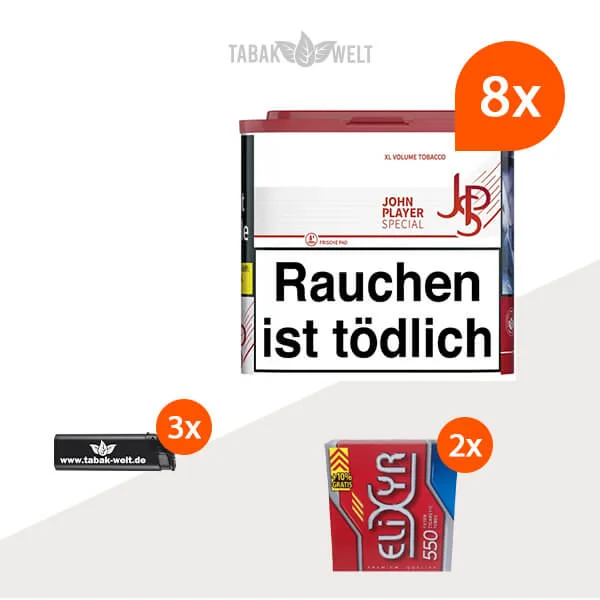 JPS Red Volumentabak 8x Dose mit 1100 Filterhülsen