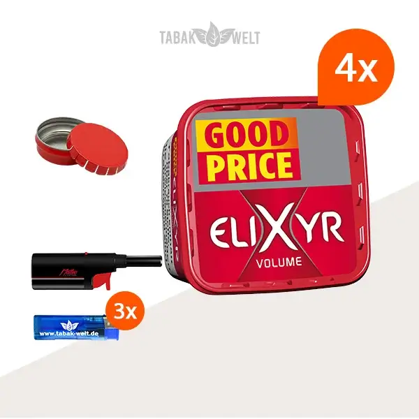Elixyr Volumentabak Red 4 x Eimer mit Stabfeuerzeug