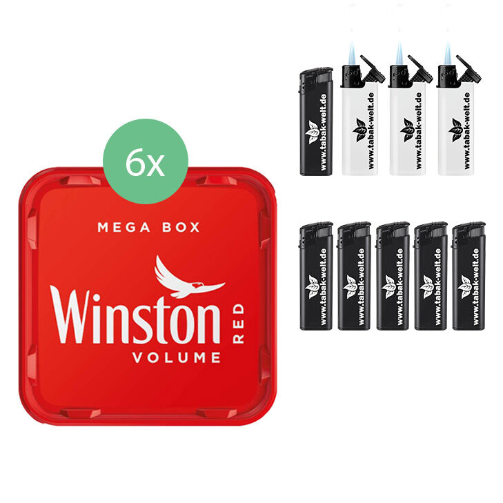 Winston Mega Box 6 x 135g mit Sturmfeuerzeugen