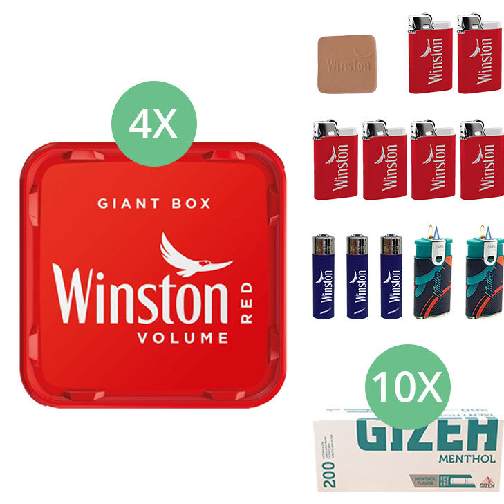 Winston Giant Box 4 x 205g mit 2000 Menthol Hülsen