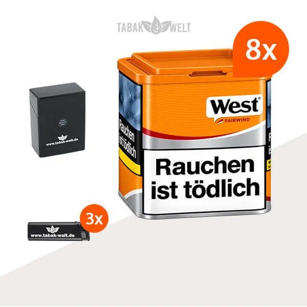 West Yellow Volumentabak 8 x Dose mit Etui