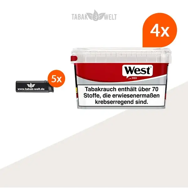 west-red-volumentabak-4x-mega-box-mit-feuerzeugen