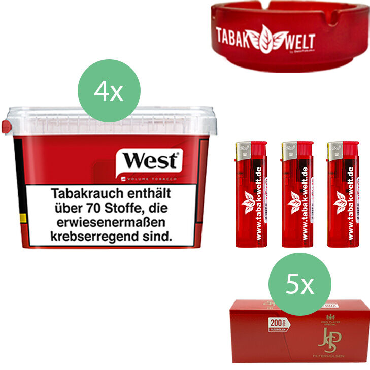 West Tabak Red 4 x Mega Box mit 1000 Jps Hülsen