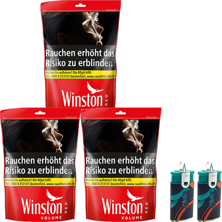 Winston Red 3 x 160g mit Duo Feuerzeugen