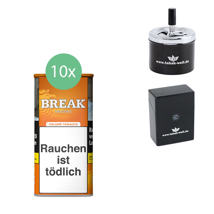 Break Tabak Orange 10 x Dose mit Aschenbecher