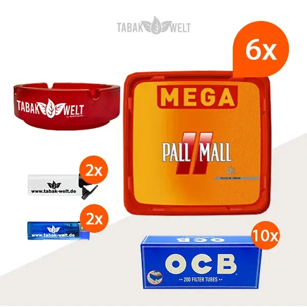 Pall Mall Allround Red Volumentabak 6x Mega Box mit 2000 King Size Hülsen