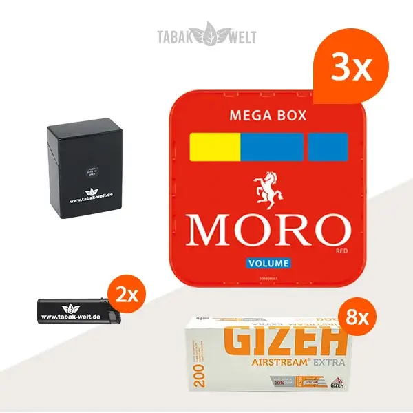 Moro Volumentabak 3 x Mega Box mit 1600 Airstream Extra Size Hülsen Moro Volumentabak 3 x Mega Box mit 1600 Airstream Extra Size Hülsen