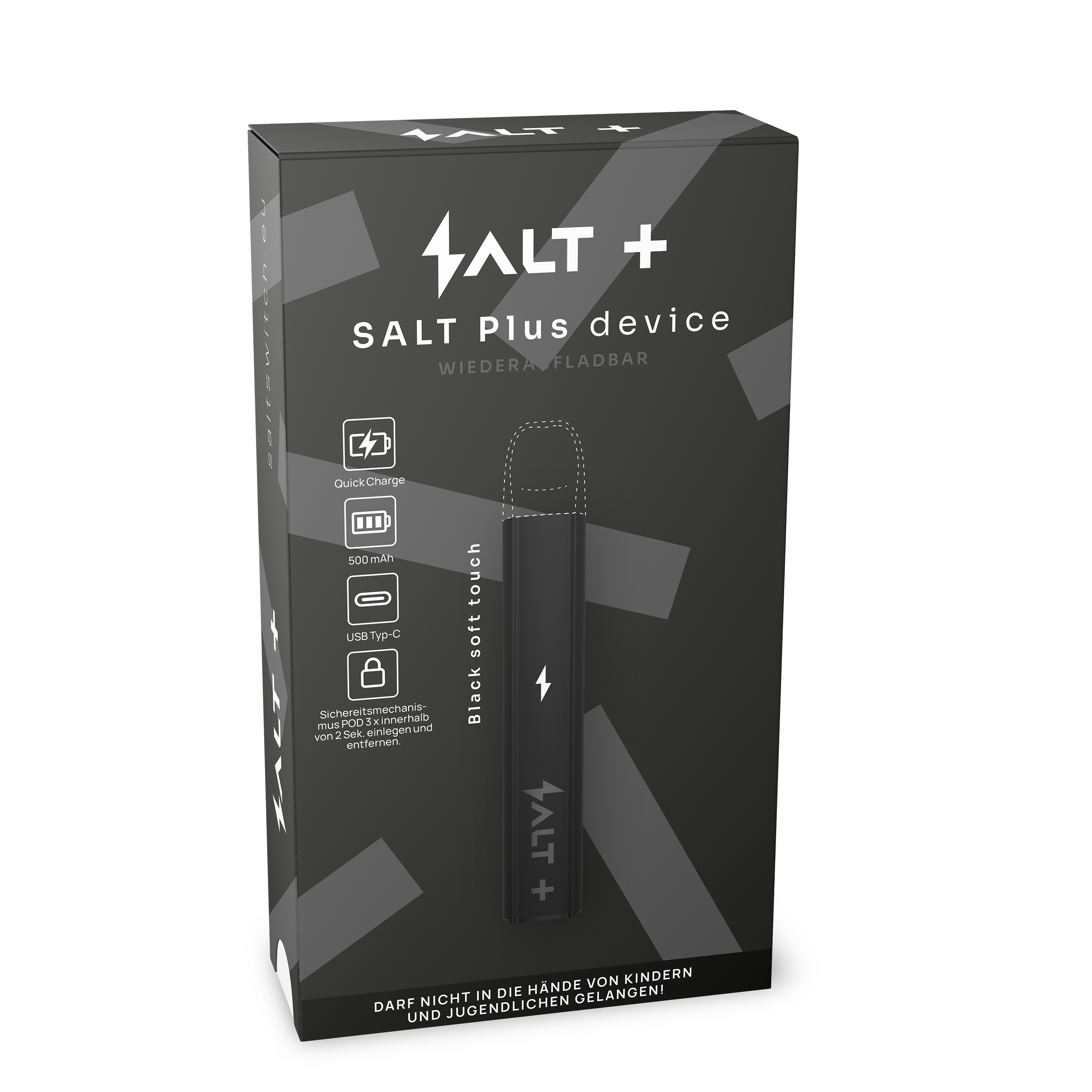 Salt Plus E-Zigarette (Black Soft Touch) Akkuträger 
