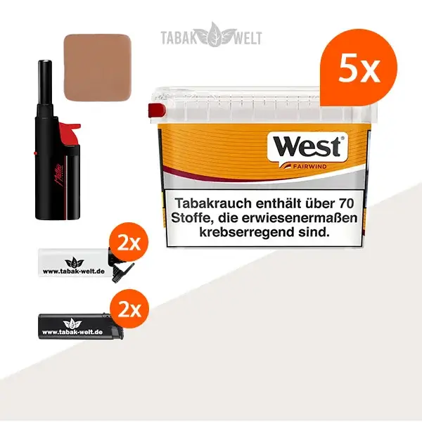 west-yellow-volumentabak-5x-mega-box-mit-tabakbefeuchter